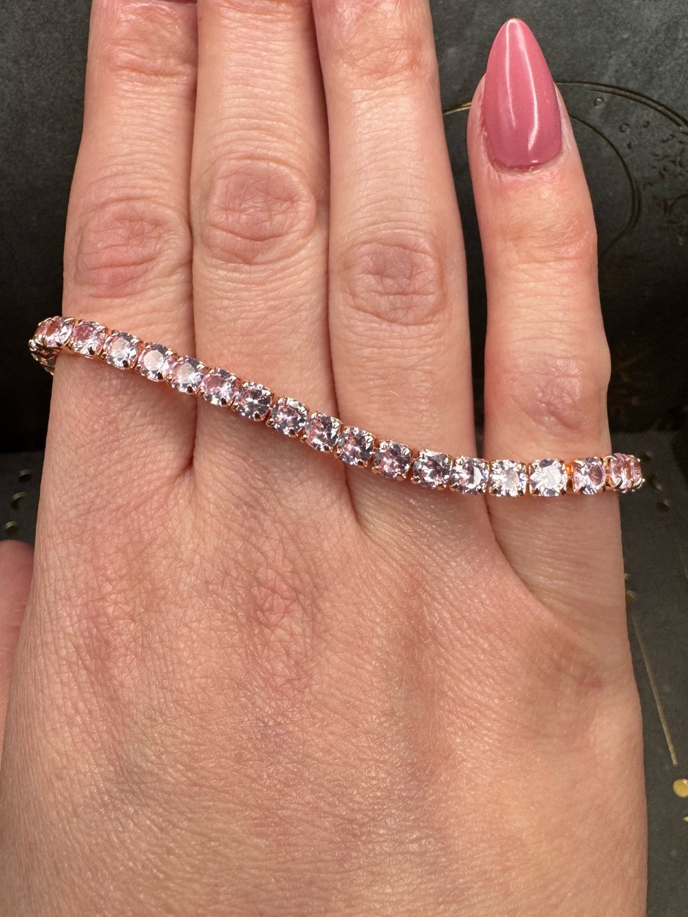 Delicate Pink CZ Tennis Bracelet - Rose Gold